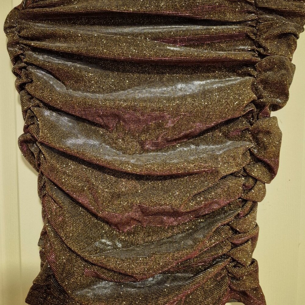 Brand New Metallic Fuchsia Ruched Skirt